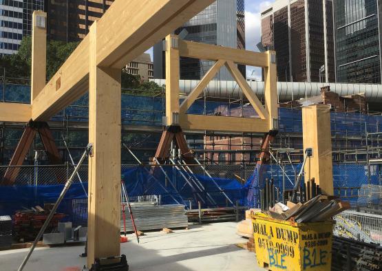 a wooden beams on a construction site