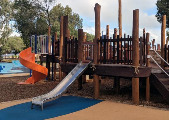 a slide at a playground