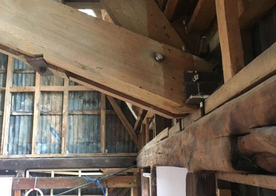 a wooden beams in a building