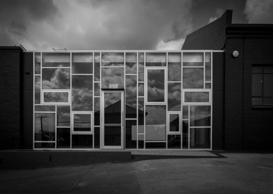 a building with glass windows