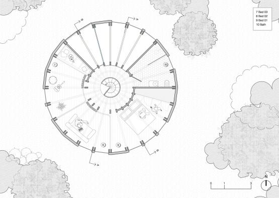 a floor plan of a circular structure