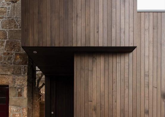 a wood wall of a building