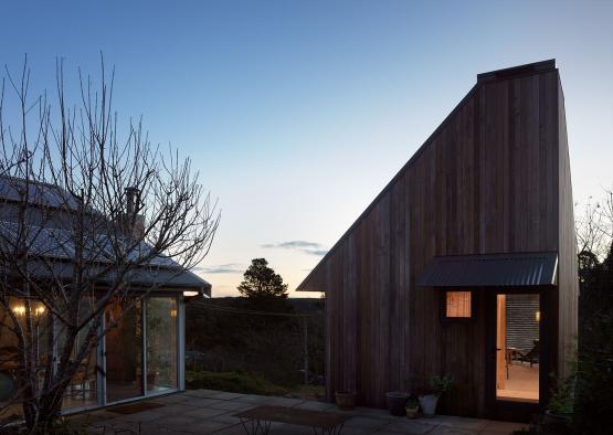 a house with a glass door