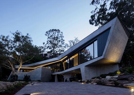 a house with a triangular shaped roof