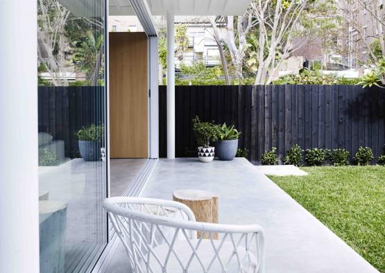 a white chair on a patio