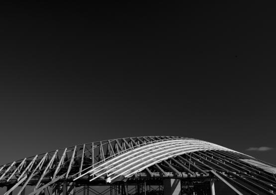 a black and white photo of a building