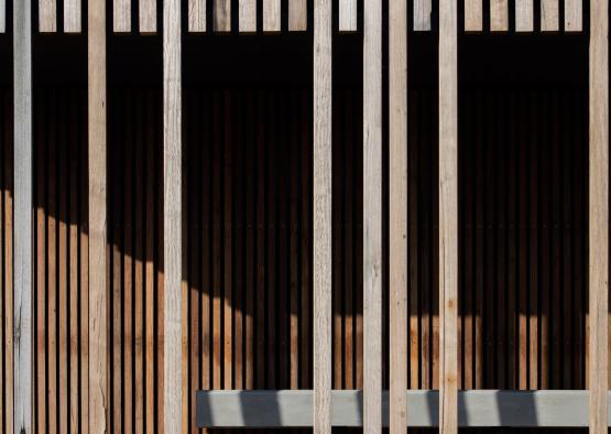 a wood slats on a building