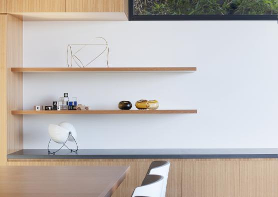 a table and chairs in a room