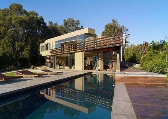 a house with a pool in the back