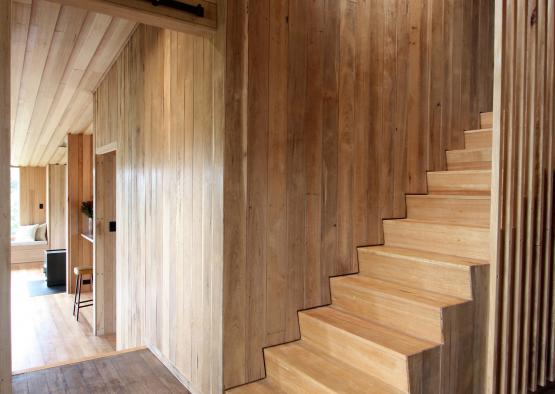 a wooden staircase in a house