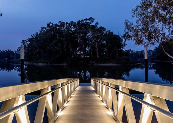 a bridge with lights on it