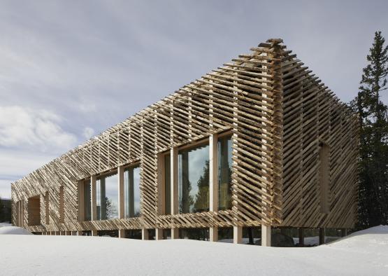 a building with a wooden structure