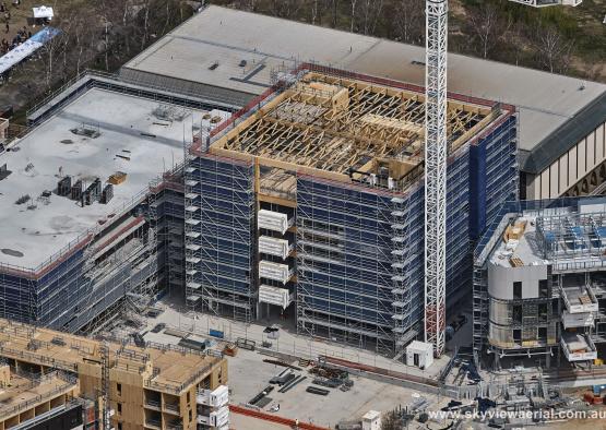 a building under construction with a tower