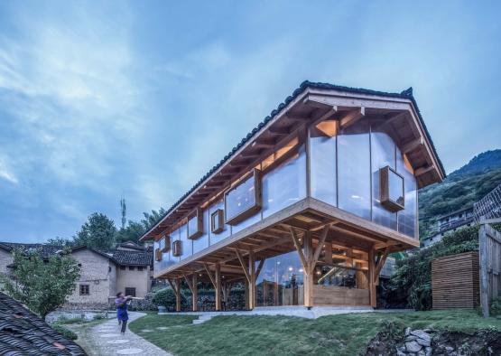 a building with a glass roof