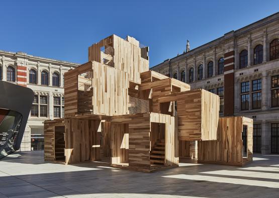 a wooden structure made of wood