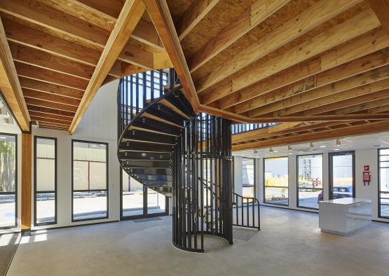 a spiral staircase inside a building