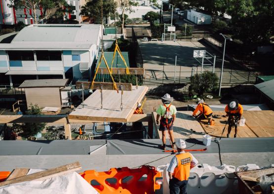a group of men on a building site