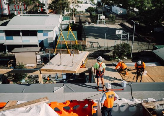 a group of men on a building site