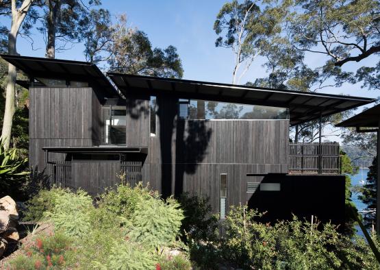 a house with trees around it