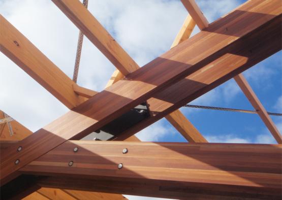 a wooden beams on a roof