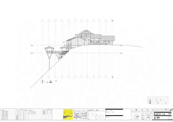 a drawing of a house on a hill