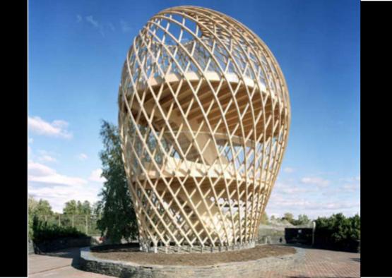 a wooden structure with a spiral staircase