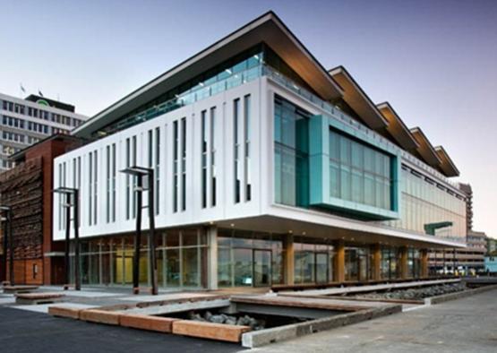 a building with glass windows