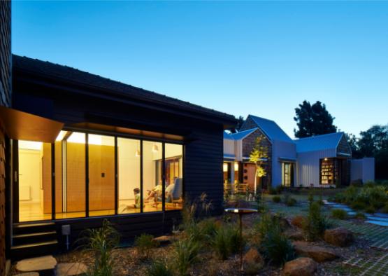 a house with a large glass window