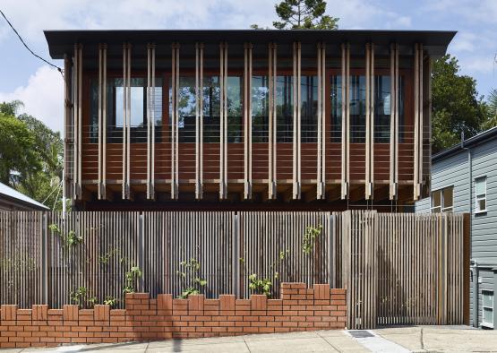 a building with a fence