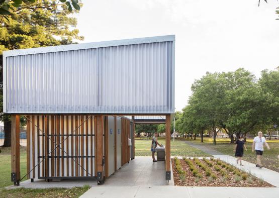 a building with a metal roof