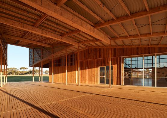 a wooden building with a wooden floor