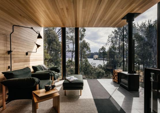 a room with a fireplace and a couch