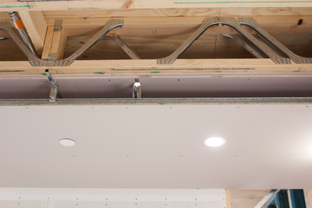 a metal ladder on a ceiling