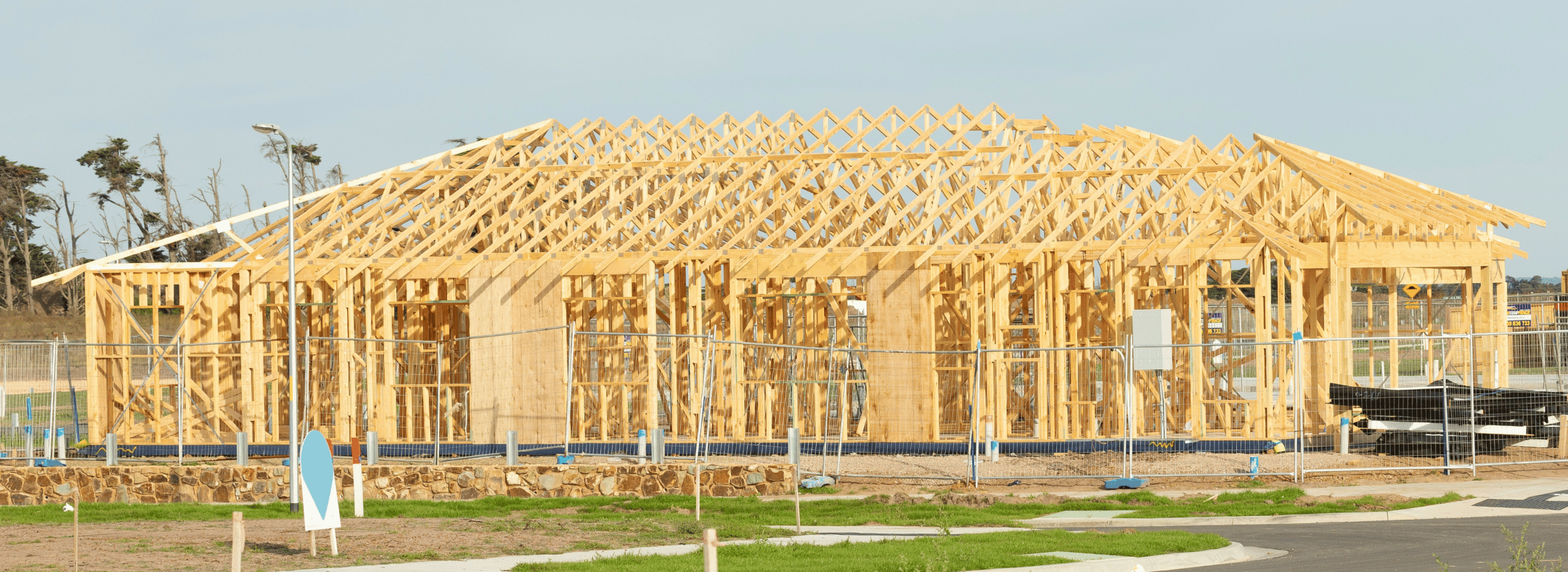 Timber house frame during the build phase