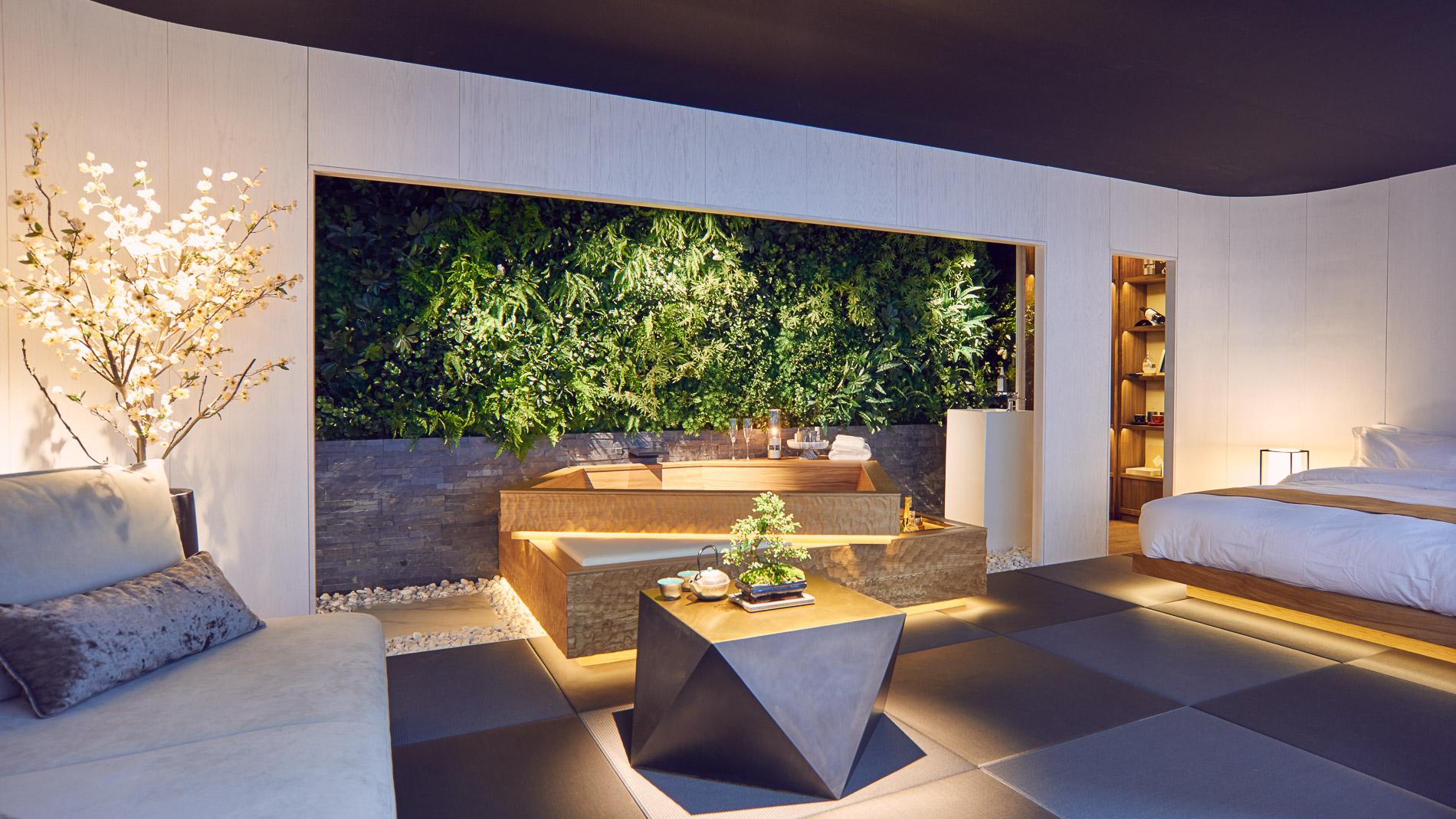 a room with a large indoor garden