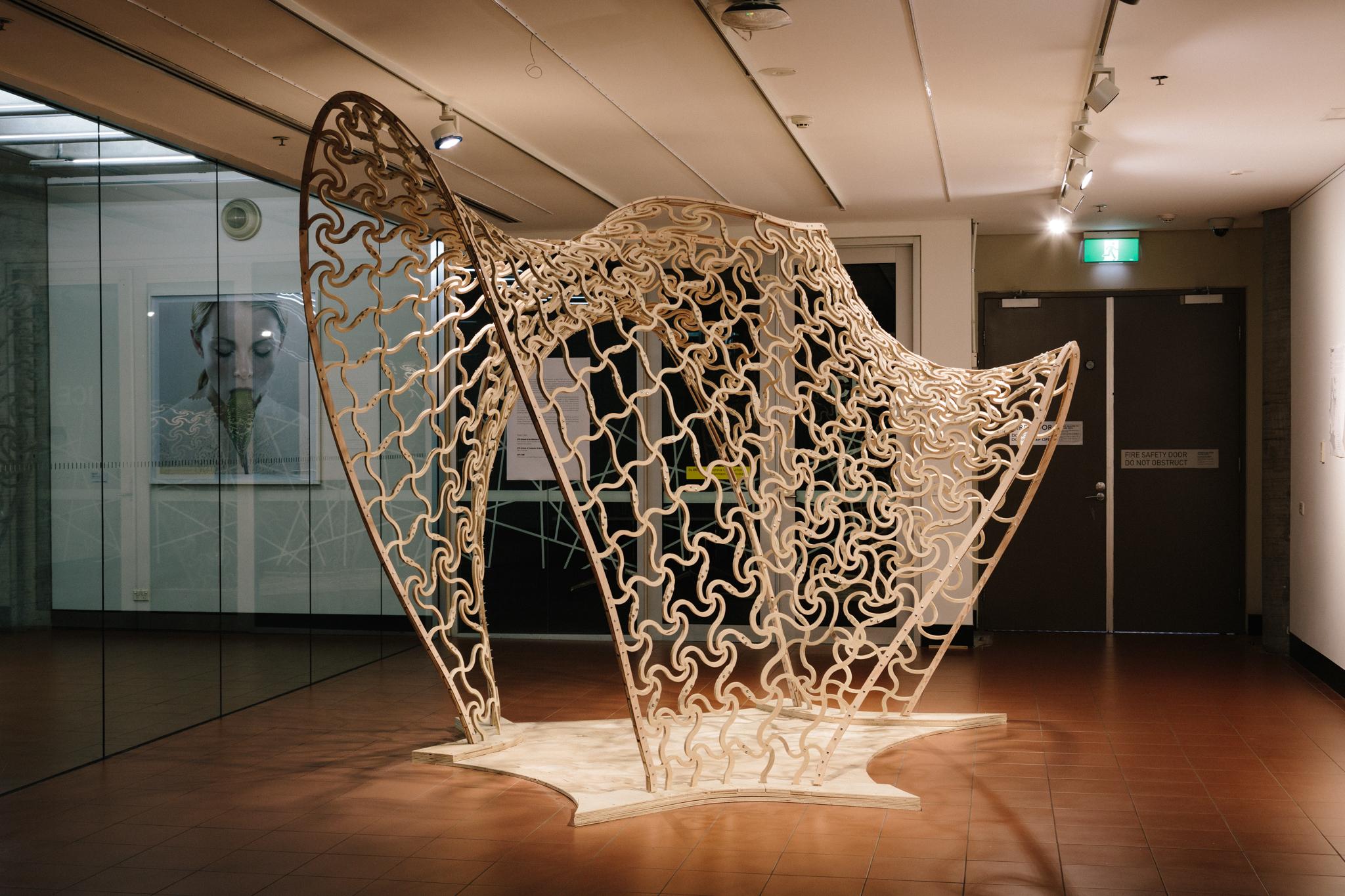 a sculpture in a room