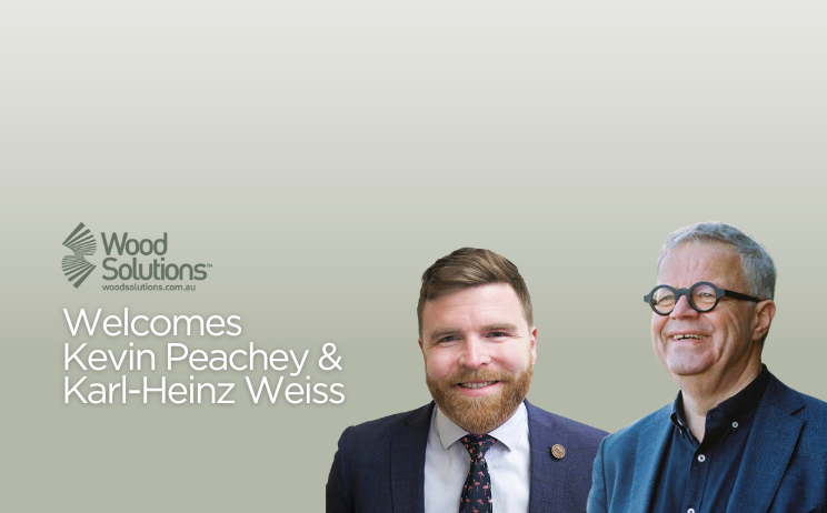 WoodSolutions Welcomes Kevin Peachey and Karl-Heinz Weiss. With headshots of Kevin Peachey and Karl-Heinz Weiss