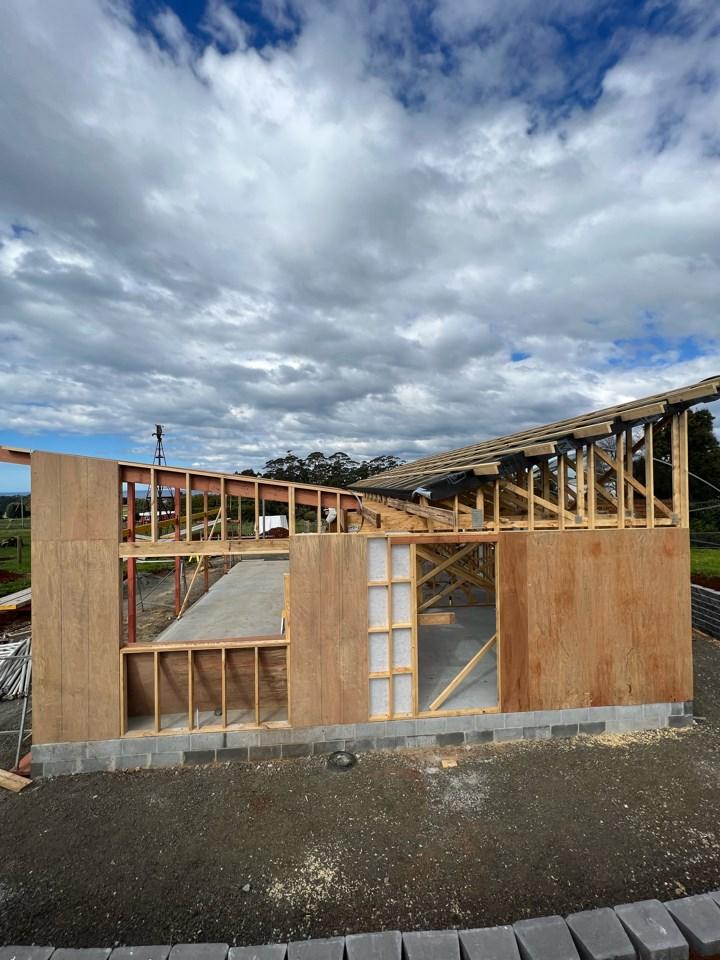 Timber house frame during construction