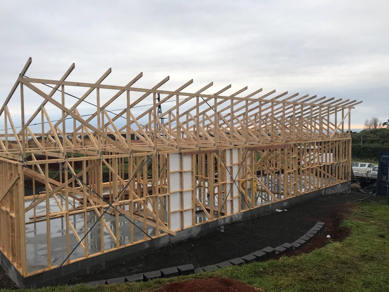 Timber frame and roof during construction
