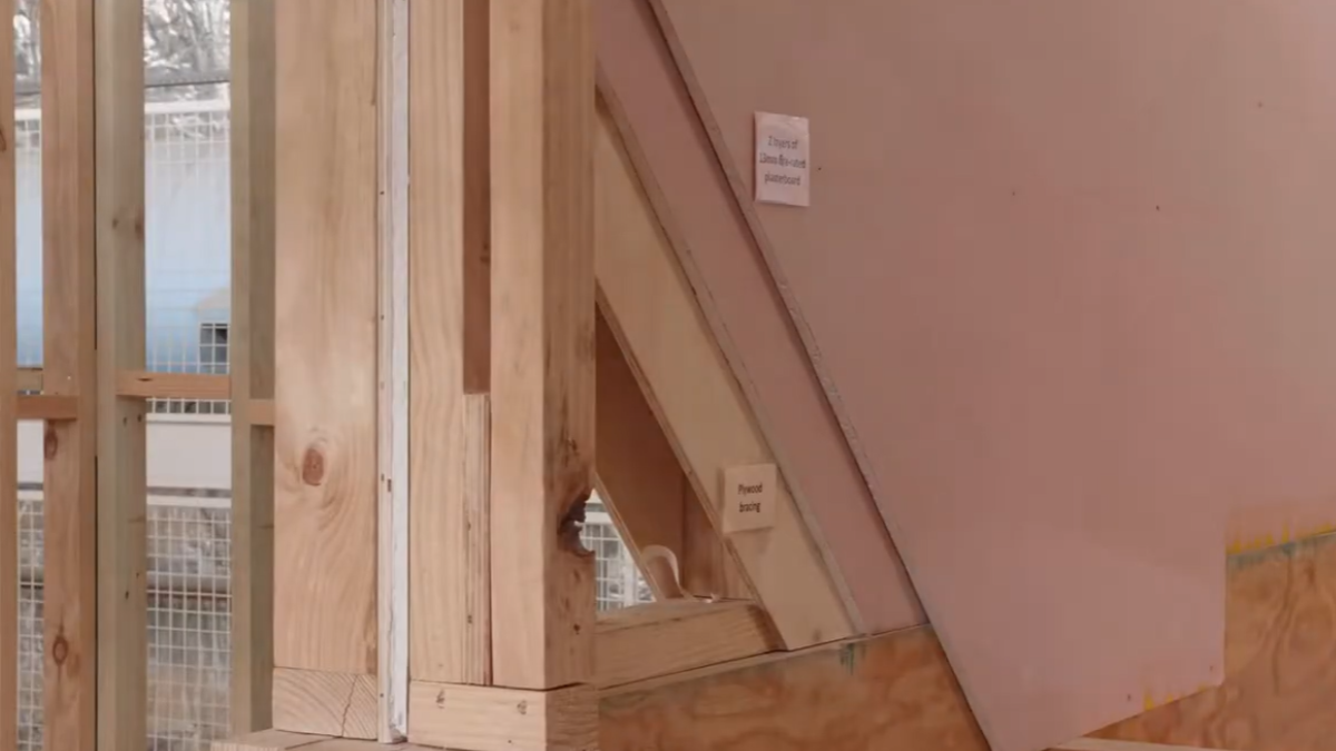 Cross section of timber elements in a demonstration model