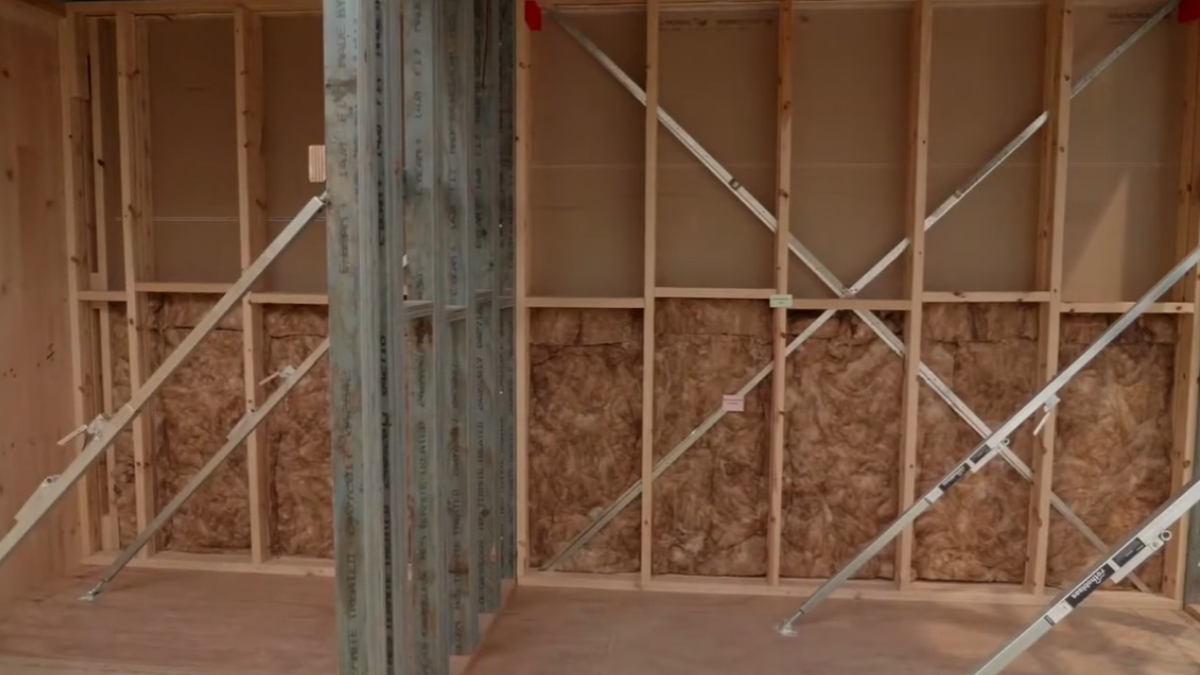 Timber wall structures in a demonstration model