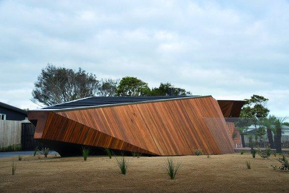 a building with a triangular shape