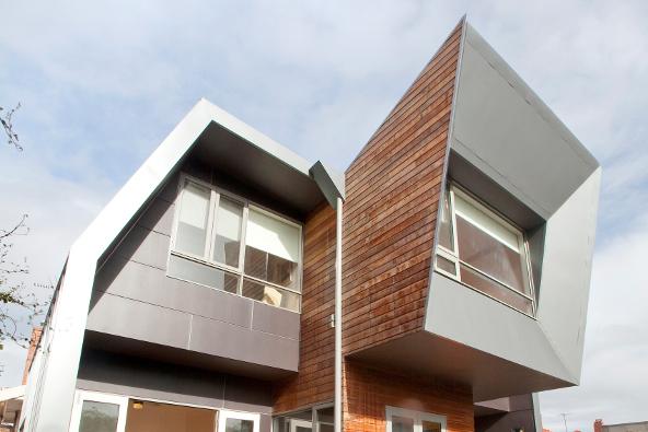 a house with a triangular shaped roof