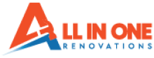 a logo with orange and blue letters