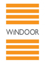 a logo with orange lines