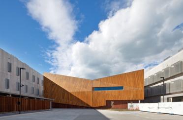 a building with a triangular shape