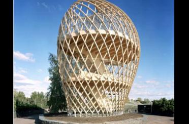 a wooden structure with a spiral staircase