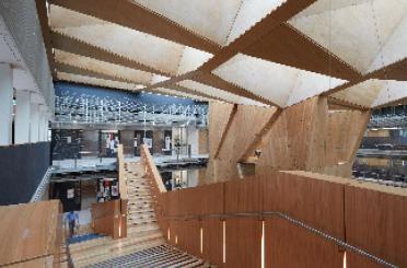 a staircase in a building